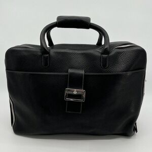 Levenger Pebbled Leather Briefcase Black Executive Business Laptop Portfolio Bag